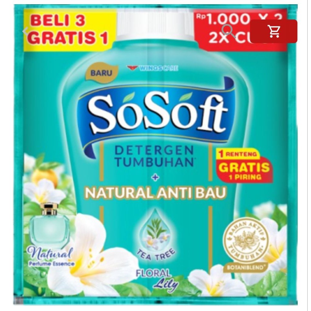 SOSOFT NATURAL ANTI BAU TEA TREE FLORAL RENCENG