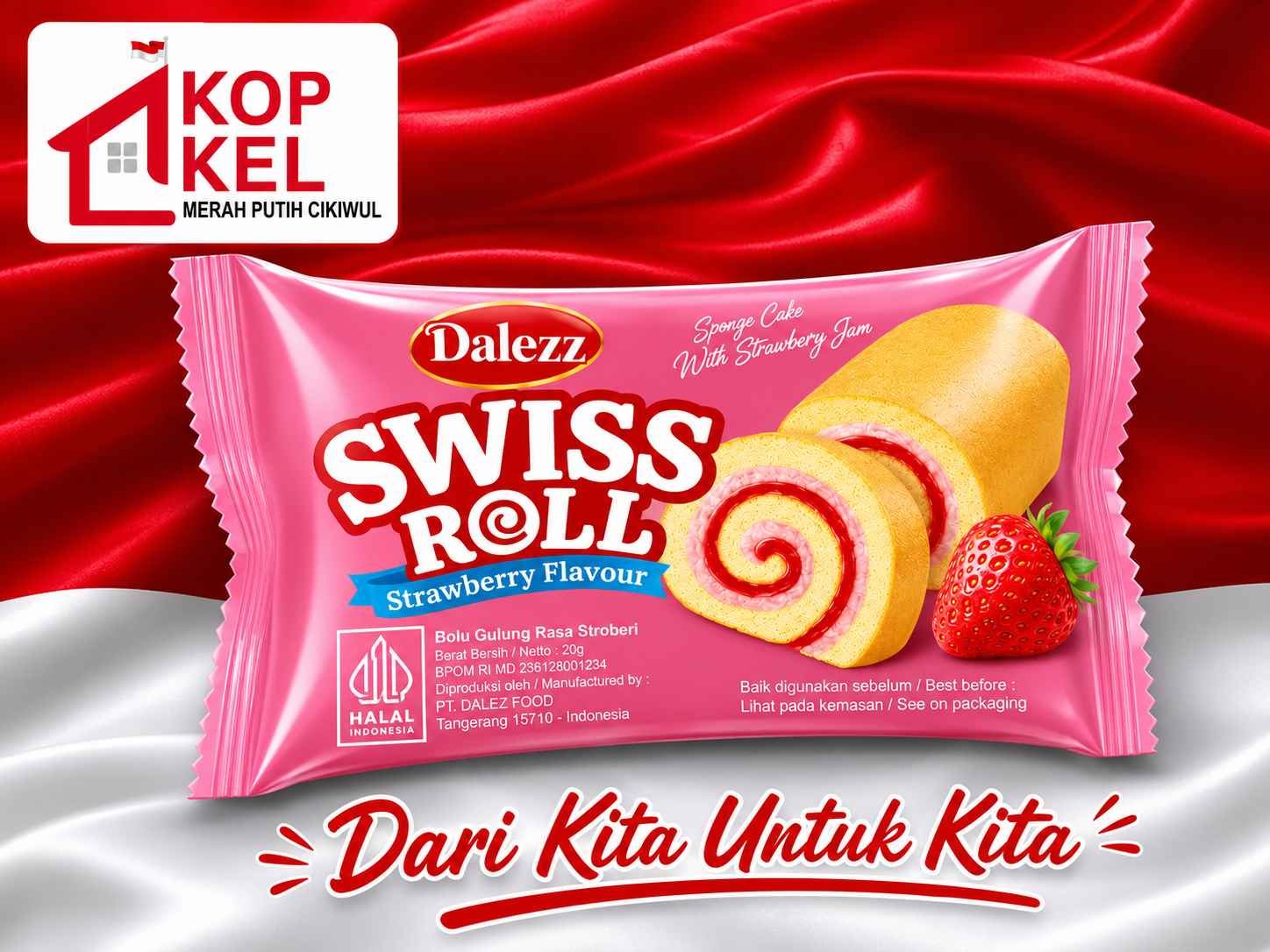 DALEZZ SWISS ROLL STRAWBERY 28G